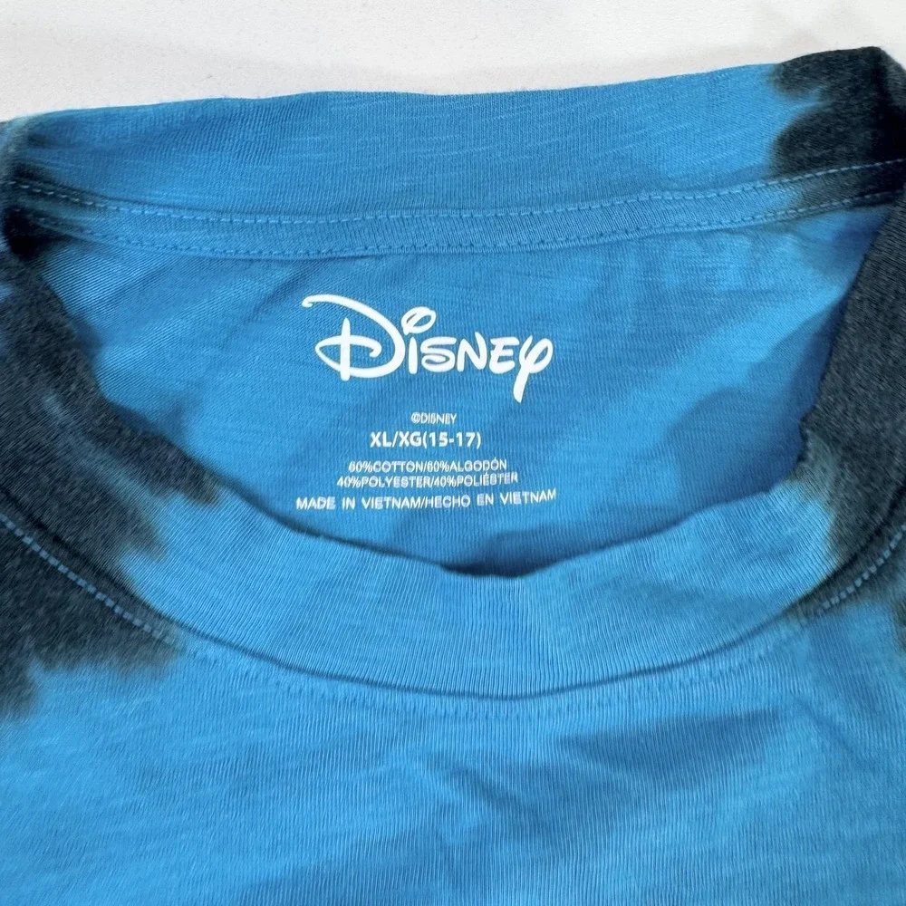 Disney Mickey Mouse Shirt Youth XL Blue Black Tie Dye Long Sleeve Graphic Tee